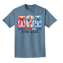 Load image into Gallery viewer, Faith Freedom 250 Years — Garment-Dyed Tee · Color: Steel Blue