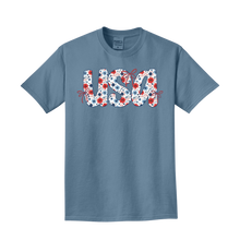 Load image into Gallery viewer, Floral USA — Garment-Dyed Tee  ·  Color: Steel Blue

