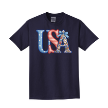 Load image into Gallery viewer, USA Patchwork Appliqué — Garment-Dyed Tee  ·  Color: Navy
