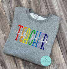 Load image into Gallery viewer, Personalized Teacher Crewneck Sweatshirt, Embroidered Teacher Shirt
