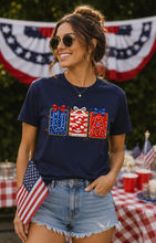 Load image into Gallery viewer, USA Coquette Bows — Garment-Dyed Tee  ·  Color: Navy
