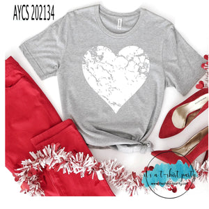 Distressed Heart White Ink Valentine