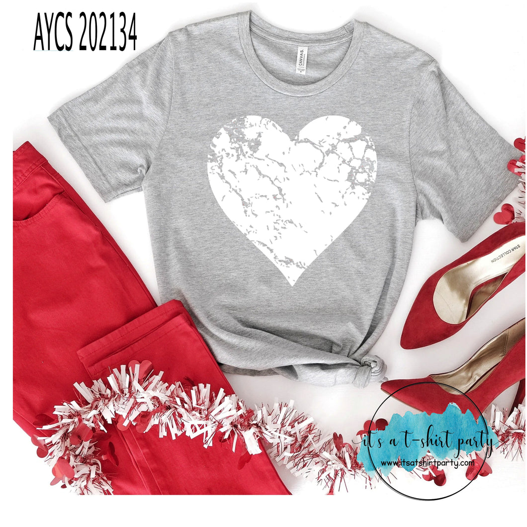 Distressed Heart White Ink Valentine