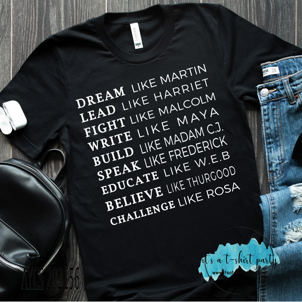 Black History Quote Dream Like Martin White Ink