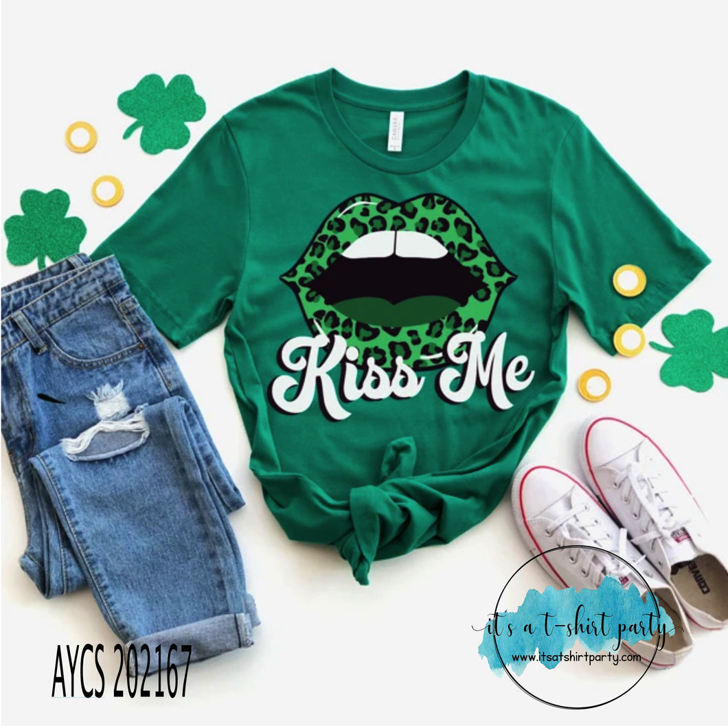 Kiss Me St. Patricks Day Leopard Lips