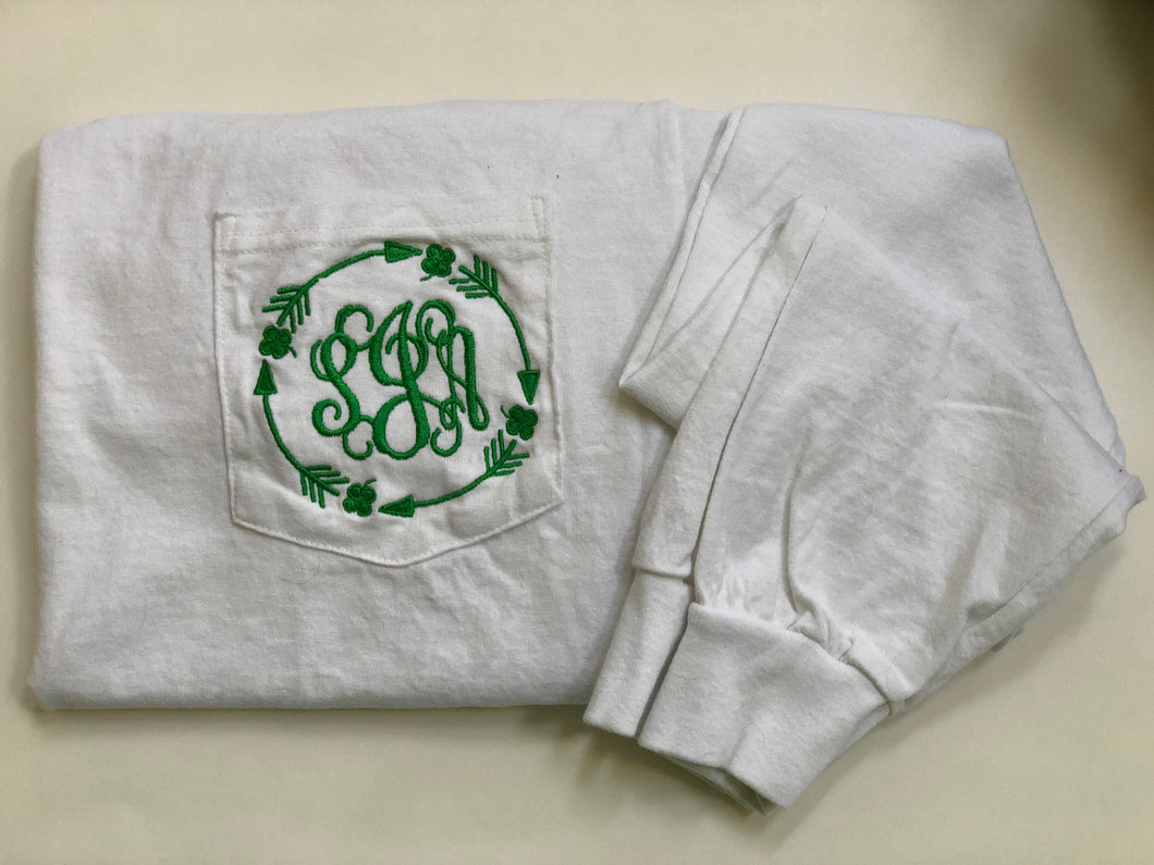 Shamrock Circle Monogram Pocket Tee