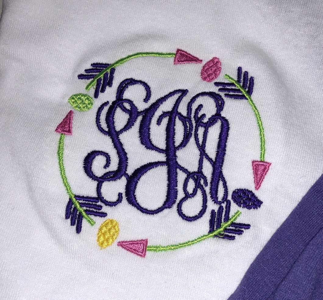 Easter Egg Circle Stitched Monogram Tee