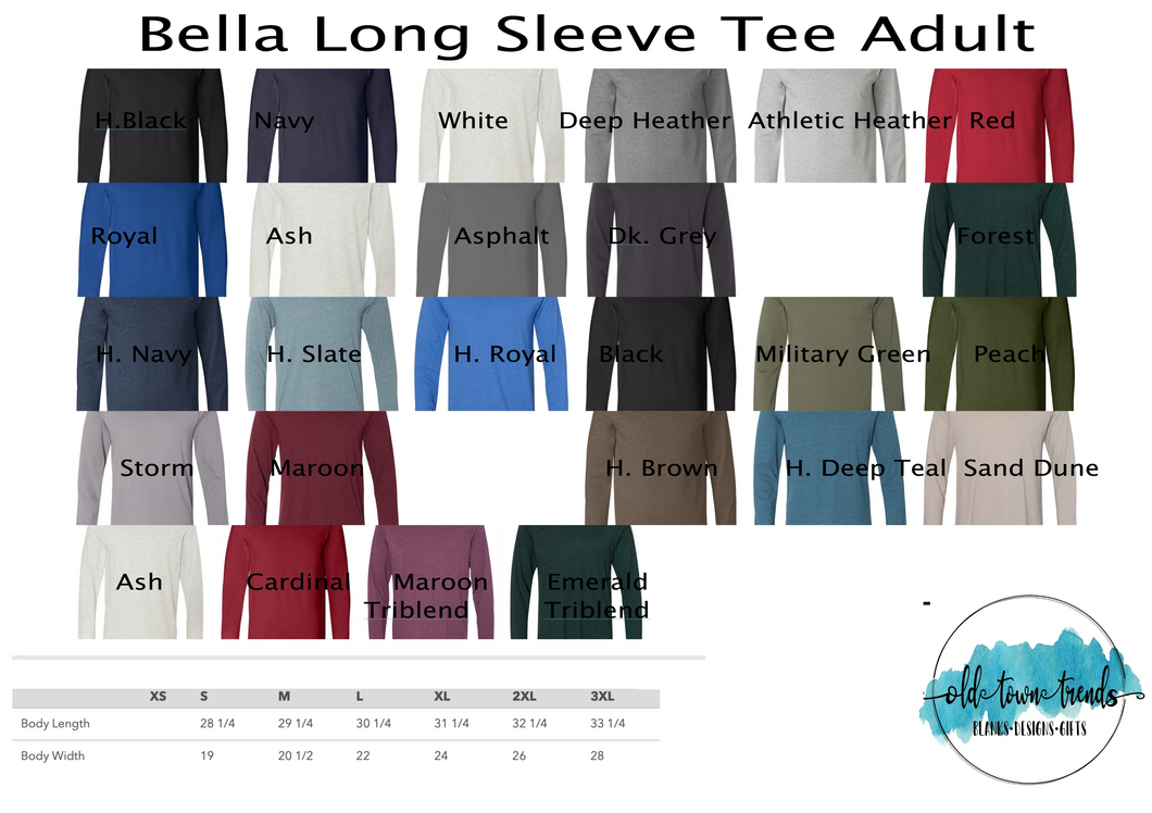 Bella 3501 Long Sleeve Unisex Tees