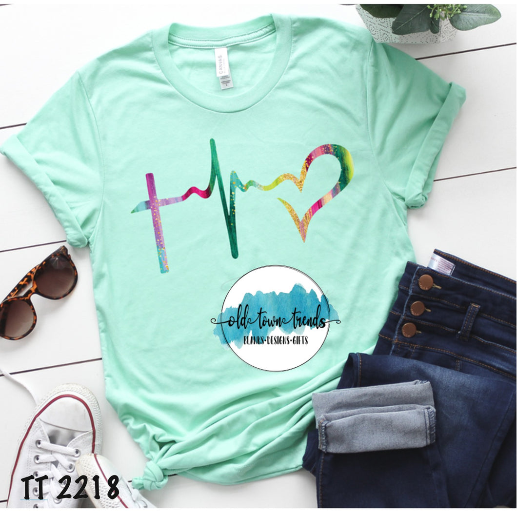 Heartbeat multicolored heart