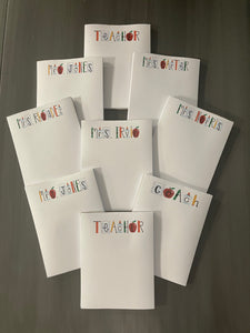 Personalized School/Teacher Notepad